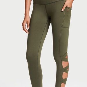 Victoria's Secret Olive Green Strappy Sport Leggings.
